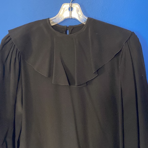 VNTG 1982 ST SIMON FEMME Black Silk Long Sleeved Midi Dress. Sz 8 - Picture 2 of 11